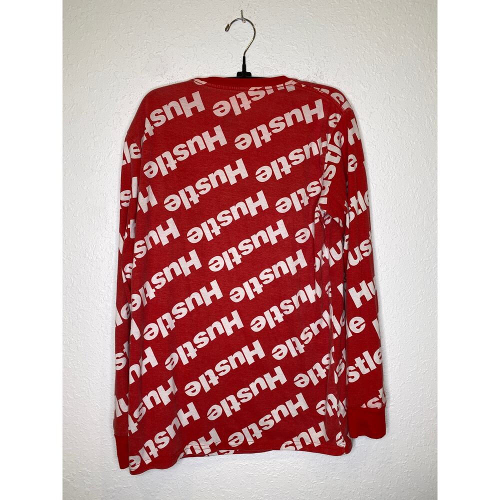 Launder Bailey Apparel Red White Hustle Long Sleeve T-Shirt Graphic Print Sz M - Picture 5 of 9